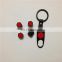 In Stock Black Red High Zinc Alloy Metal Car Tire Valve Stem Caps With Key Chain