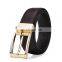 100%genuine leather double-side stitched belt for men fashion dress belt reversible buckle wholesale retail OEM ODM