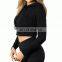 Private Label Ladies Cotton Sportswear Oversized Custom Cut Hem Cropped Women Crewneck Sweatshirt