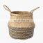 Vietnam Supplier Striped Black Seagrass Belly Basket Plant Holder Storage Basket Decor Home Wholesale