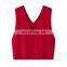 Hot Sale Cable Knitted Lady Tank Top Casual Short Style V-Neck Cashmere Woolen Fabric Embroidered Logo on Back for Suits