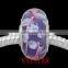 Vnistar silver plated single core broadside purple glass beads with white flowers PGBW008, size in 6*12mm