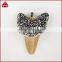 Rhinestone raw shark tooth with zircon paved pendant bead, animal tooth drop pendant jewelry