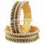 Indian Fashion Pearl Gold Plated Bangle Bracelet Set For Women