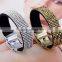 Trendy women's crystal buckle bracelet leather/