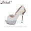 Handmade pearls and rehinestone peep toe ladies high heel 16cm