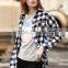 Hot Selling Fashion Women Long Sleeve Custom Plaid Shirt Wholesale Plaid Shirts Women
