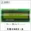 digital 16x1 lcd display module, 16x1 Lines yellow green LCD display, 1601 16*1 character LCD module display