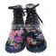 Latest Design Transparent Lace Up Rain Boot With Flower