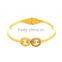 Fashion Trend Stainless Steel Yellow Gold Special H Shaped Crystal Bangles