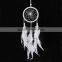 Organic Hand Makeing Pure White Dreamcatcher with Vine Circle Diameter 4.3" and Triple Feathered&Crystal Tail