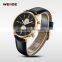 WEIDE Japan Movement Genuine Leather Strap Men Gold Watches Luxury Watch In  Express