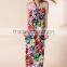 New arrival ice silk red flower cover up beach dress long halter beautiful sexy girls summer dress