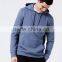 100% Cotton French Terry Men Sweatshirt Pullover Plain Classic Fit Hoodie With Front Pockets Blue
