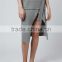 High Quality D-Ring Wrap Skirt Winter Grey Long Skirts Women Slit Office Wear Skirts