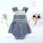 Toddle Girl Summer Baby Clothes Lace Denim Flutter Sleeve Boutique Romper