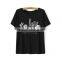 Black ladies t-shirt round neck short sleeve garment t shirt