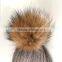 Myfur Best Seller Soft Knitted Plain Scarf Solid Color for Adults with Real Raccoon Fur Pompom