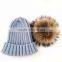 Myfur Adults Wholesale Winter Knitting Hat With Real Raccoon Fur Pom Pom