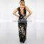 Plunge open leg ladies jumpsuit floral print new design clothing