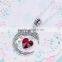 New Fashion Necklace Textured Link Cable Chain Antique Silver Glass Wine Red Heart Moon Pendant Face Carved 67.0cm long