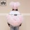Promotion Price Acrylic New Design Unisex Custom Real Fur Two Balls Knit Kids Beanie Crochet Baby Winter Hat