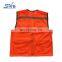 High visibility orange-red mesh pockets reflective fluorescent orange safety vest