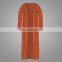 Islamic Womens Apparel Knitting Orange Tunic Pure Color Maxi Thin Coat Abaya For Wholesale