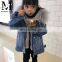 Fashion Lovely Wholesale Denim Jacket Real Rabbit Fur Coat Children's Jacket With Fur