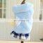 Pet dog cat Autumn and winter design warm check skirt blue noblewoman outfit fur clothing