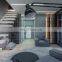 FoShan Villa Contemporary glass / wooden floating stair staircase with LED light