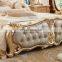 Classic Luxury Upholstered King Size Headboard Leather Solid Wood Bed Bedroom Furniture