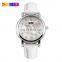 SKMEI 9095 Womens Flower Crystal Quartz Watch Casual Lady Simple Camellia Wristwatch