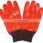Oilfield Cotton Lined Black Sandy PVC Dipped Work Gloves Chemical Resistant