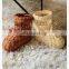 Hot Selling Rustic Decor Handmade Rattan Shoe, Wicker Natural Handmade Toy, Christmas Bell Ornaments Decor