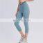 New Wholesale Crotchless Yoga Pants High Waist Capri Leggings With Inside Pocket Women Fitness Gym Wear