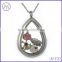 Stainless Steel Gray Oval Glass Memory Locket Pendant Necklace Wholesale