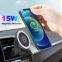 Suporte de celular magnético universal para carro, carregador de telefone e suporte para abertura de ar do automóvel, carregador rápido de 15W