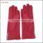Lady's winter warm red micro velvet gloves with bow