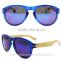 2015 fashion design natural bamboo temple sunglasses with PC frame unique eyewear factory cheap sale