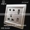 New Arrival Wallpad PC110~250V Electrical Double Universal Wall Socket with Switch Usb Charger Port USB Power Wall Light Socket