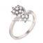 Fashion Jewelry Women Flowers Shaped Ring Clear Rhinestone Gold Plated