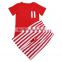 Wholesale 2016 kids gifts itemes children boutique baby boys girls summer clothes 4th of july patriotic top shirts short bed set
