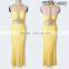 Exquisite yellow beaded big size womens dresses wholesale clothing party dress best lady wedding sex prom evening gown