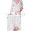 Summer print chiffon white wrap maternity dress, long maternity clothes, half sleeve maternity clothing