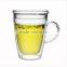 Hand-made Heat resistant Double wall borosilicate glass cup with handle manufacturers selling