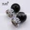 Jet Black Polished Chrome Base Round Glass Disk Knob Crystal Door Handles