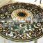 Large Green Marble Round Shape Dinning Table Top, Pietra Dura Marble Table