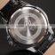 Fashion Stainless Steel Case Black Genuine Leather Strap Male Men Wrist Quartz Watch