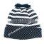 new product for 2014 Wholesale china manufacture OEM CUSTOM LOGO winter women stripes acrylic beanie hat and cap